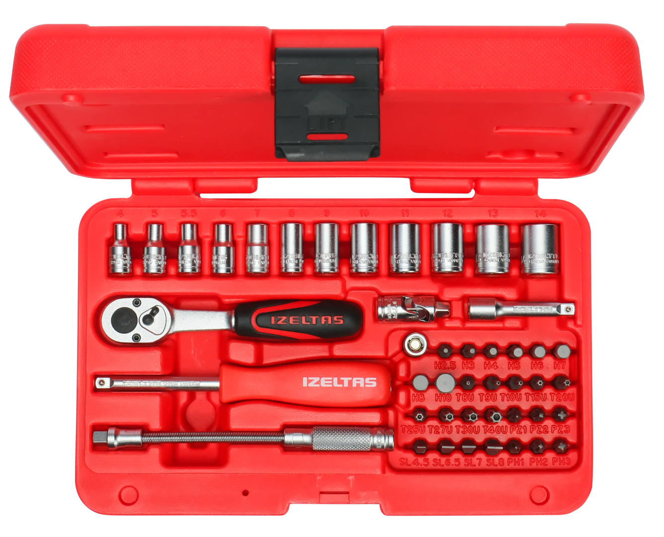 1/4" ALTI KÖŞE LOKMA ANAHTAR VE BİTS SET 45 PARÇA