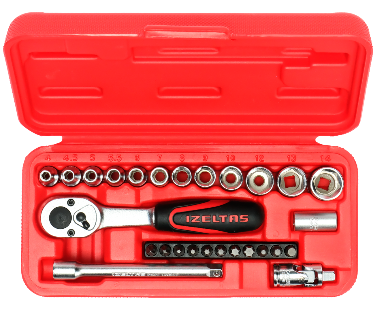 1/4" ALTI KÖŞE LOKMA ANAHTAR VE BİTS SET 27 PARÇA