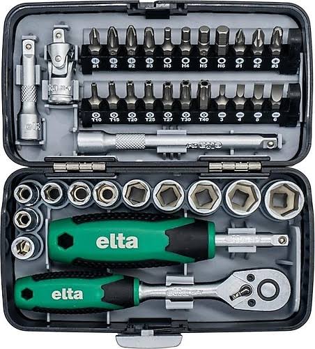ELTA 1/4" ALTI KÖŞE CIRCIRLI LOKMA ANAHTAR VE BİTS SET 38 PARÇA