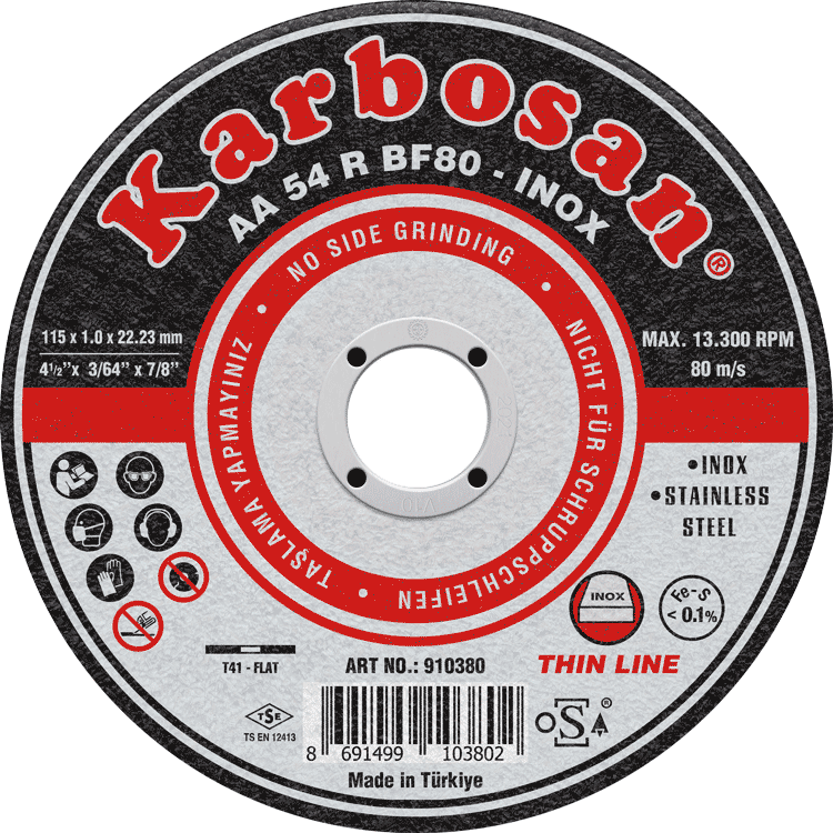 KESME DİSKİ INOX THIN LINE 115x1.6x22 KARBOSAN